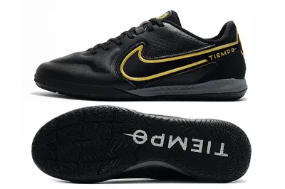 Nike Tiempo Legend 9 Pro IC - Black/Gold Accent/Charcoal Sole