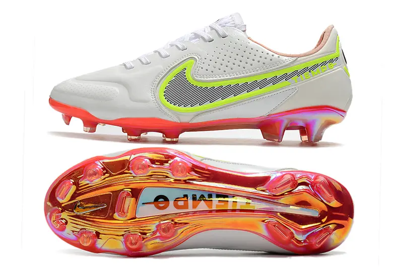 Nike Tiempo Legend 9 Elite FG - White/Neon Yellow/Coral Orange