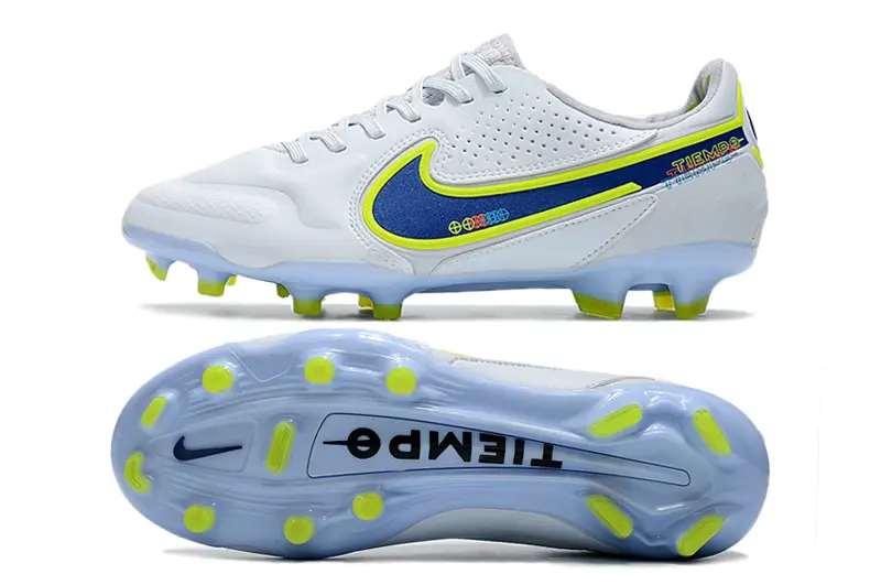 Nike Tiempo Legend 9 Elite FG - White/Electric Blue/Neon Yellow