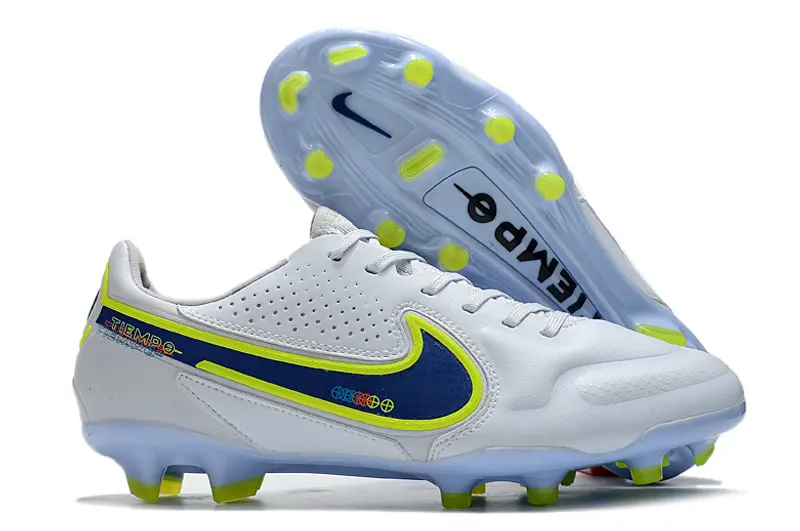 Nike Tiempo Legend 9 Elite FG - White/Electric Blue/Neon Yellow