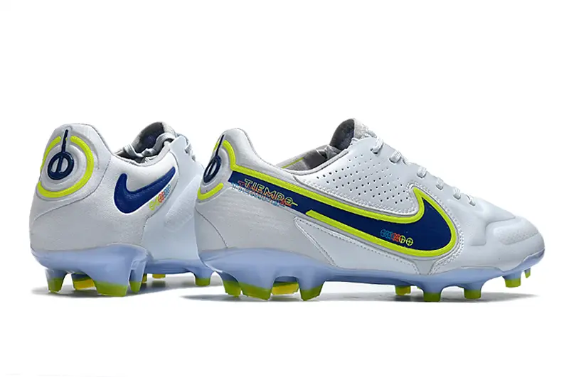 Nike Tiempo Legend 9 Elite FG - White/Electric Blue/Neon Yellow