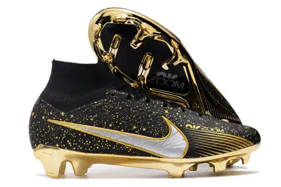 Nike Air Zoom Mercurial Superfly 9 Elite FG - Black/Golden Sparkle/Metallic Silver