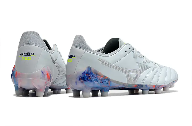 Mizuno Morelia Neo 3 Pro FG - Gray/Sky Blue/Coral Orange