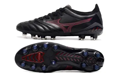 Mizuno Morelia Neo 3 Pro FG - Black/Crimson Red/Blue Accent