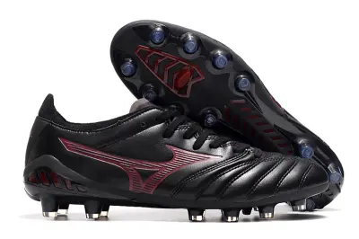 Mizuno Morelia Neo 3 Pro FG - Black/Crimson Red/Blue Accent