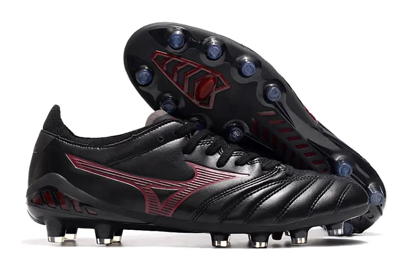 Mizuno Morelia Neo 3 Pro FG - Black/Crimson Red/Blue Accent
