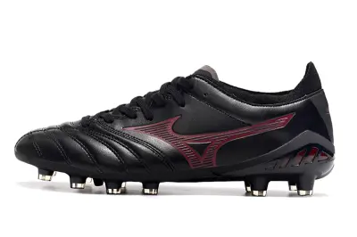 Mizuno Morelia Neo 3 Pro FG - Black/Crimson Red/Blue Accent