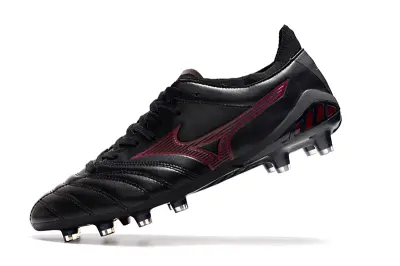 Mizuno Morelia Neo 3 Pro FG - Black/Crimson Red/Blue Accent