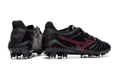 Mizuno Morelia Neo 3 Pro FG - Black/Crimson Red/Blue Accent