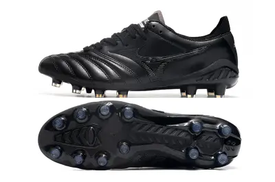 Mizuno Morelia Neo 3 Pro FG - Black/Midnight Black/Golden Accent
