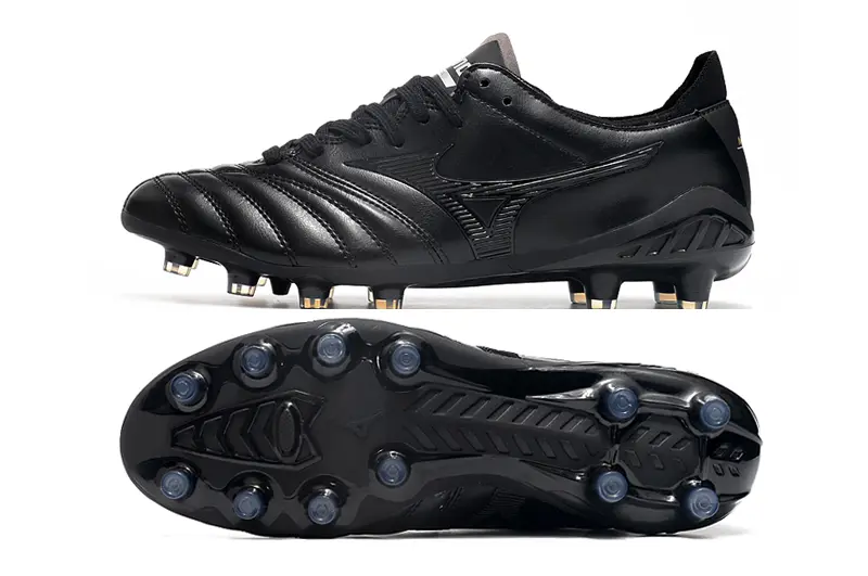 Mizuno Morelia Neo 3 Pro FG - Black/Midnight Black/Golden Accent