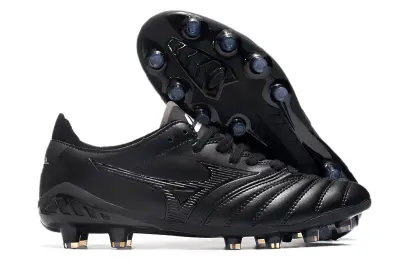 Mizuno Morelia Neo 3 Pro FG - Black/Midnight Black/Golden Accent