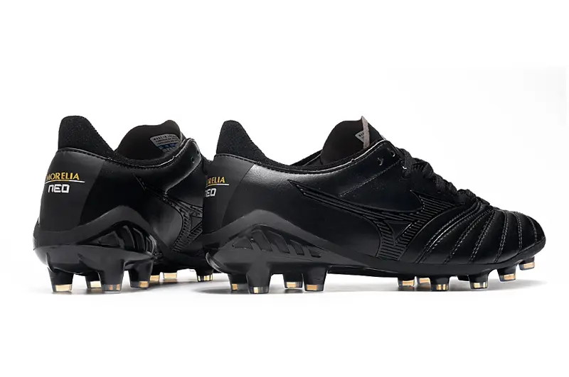 Mizuno Morelia Neo 3 Pro FG - Black/Midnight Black/Golden Accent