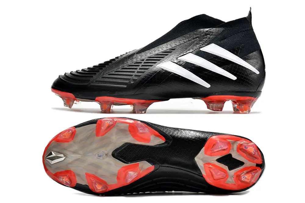 Adidas Predator Edge+ Laceless FG - Black/Fiery Red/White