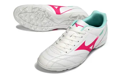 Mizuno Morelia Neo 3 TF Astro Turf Soccer Shoes - White/Sorbet Pink/Turquoise Blue