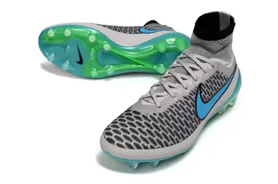 Nike Magista Obra AG Artificial Grass Soccer Cleats - Gray/Aqua Blue/Vibrant Green