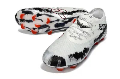 Puma Future 8 Ultimate FG Firm Ground Soccer Cleats - White/Black Wave/Red Highlights