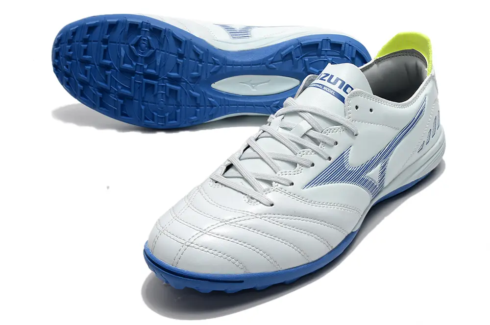 Mizuno Morelia Wave Cup Classic TF - White/Blue Wave/Neon Accent