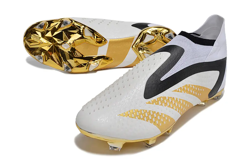 Adidas Predator Accuracy+ Laceless FG - White/Metallic Gold/Black