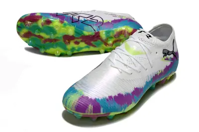 Puma Future 8 Ultimate AG Artificial Grass Soccer Cleats - White/Electric Green/Magenta Twist