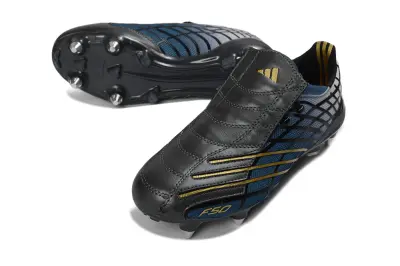 Adidas F50 Spider Elite SG Soft Ground Soccer Cleats - Black/Midnight Blue/Metallic Gold