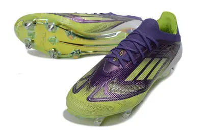 Adidas F50 Elite SG Soft Ground Soccer Cleats - Purple/Lime Green/Teal Blue