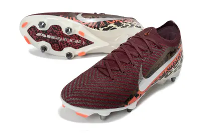 Nike Air Zoom Mercurial Vapor 16 Elite SG Soft Ground Soccer Cleats - Maroon/Bright Red/Leopard Print