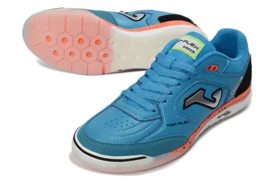 Joma Top Flex IC Futsal Indoor Soccer Shoes - Blue/Sky Blue/Coral Orange