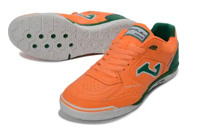 Joma Top Flex IC Futsal Indoor Soccer Shoes - Orange/Vibrant Orange/Deep Green