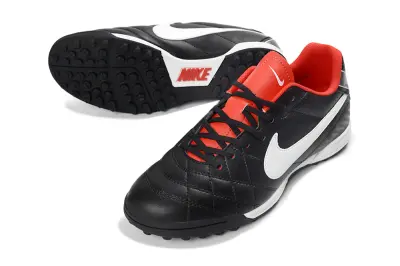 Nike Tiempo Ligera 5 Elite TF Astro Turf Soccer Shoes - Black/Fiery Red/White