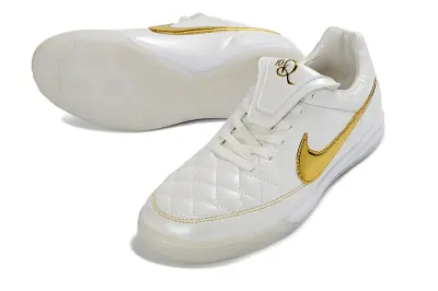 Nike Tiempo Legend SE IC Futsal Indoor Soccer Shoes - White/Gold Accent/Classic Style