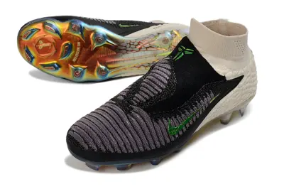 Nike Phantom 6 High Elite FG Firm Ground Soccer Cleats - Black/Electric Green/Light Beige