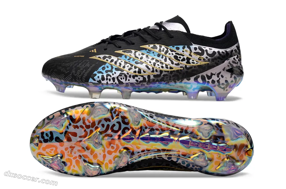 Adidas Predator 26 Elite FG Firm Ground Soccer Cleats - Black/Iridescent Multicolor/Gold