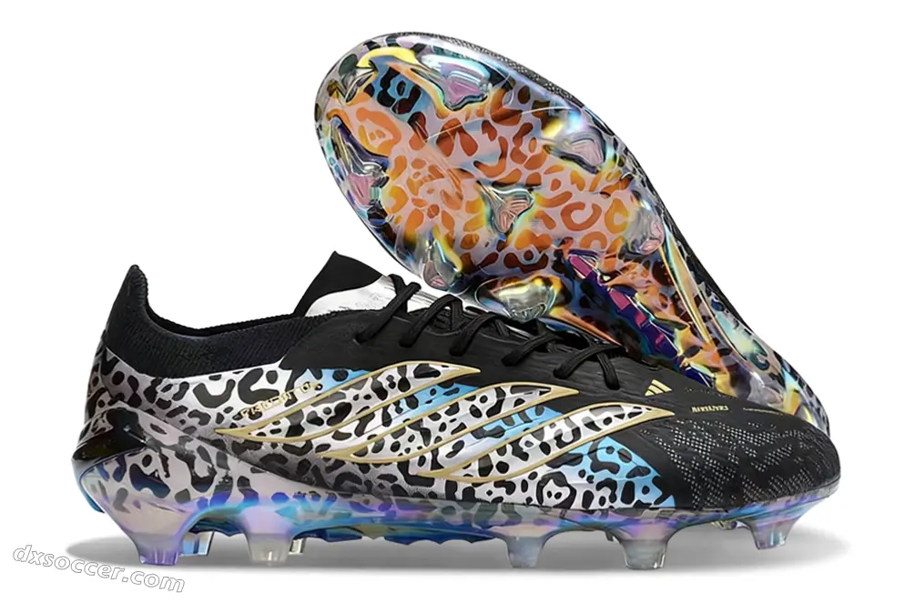 Adidas Predator 26 Elite FG Firm Ground Soccer Cleats - Black/Iridescent Multicolor/Gold
