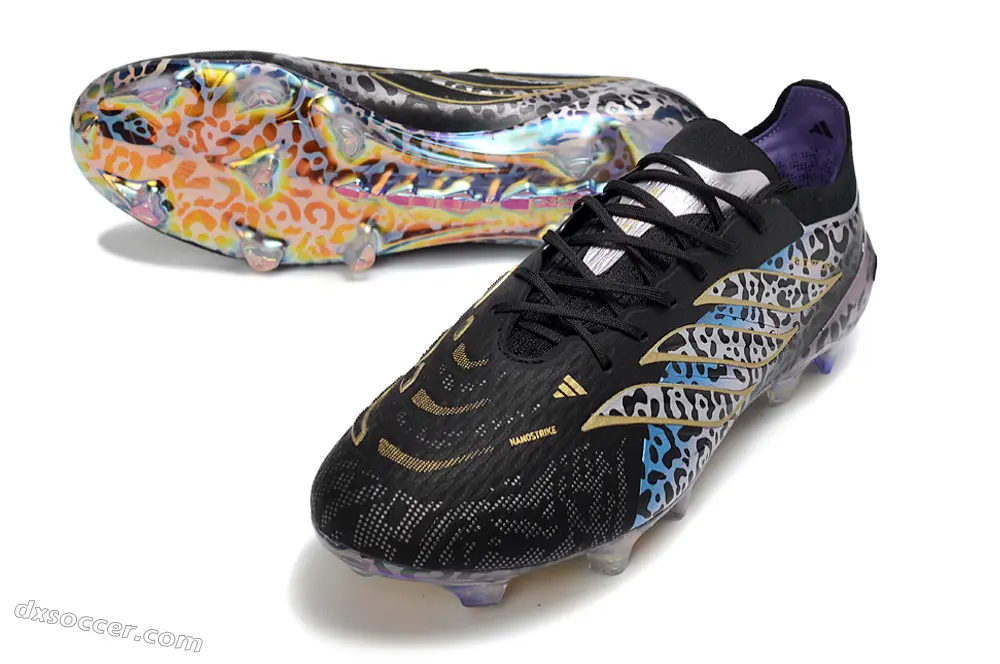 Adidas Predator 26 Elite FG Firm Ground Soccer Cleats - Black/Iridescent Multicolor/Gold