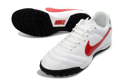 Nike Tiempo Ligera 5 Elite TF Astro Turf Soccer Shoes - White/Fiery Red/Black
