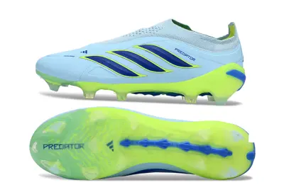 Adidas Predator 26 Elite Laceless FG Firm Ground Soccer Cleats - Sky/Lime Green/Navy Blue