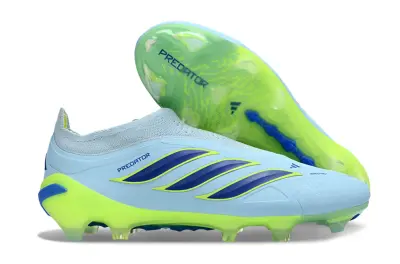 Adidas Predator 26 Elite Laceless FG Firm Ground Soccer Cleats - Sky/Lime Green/Navy Blue