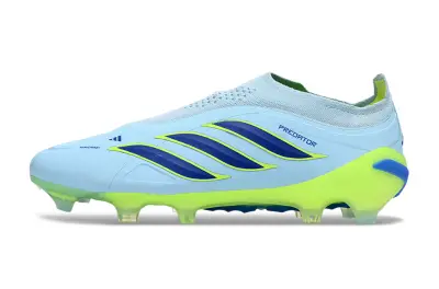 Adidas Predator 26 Elite Laceless FG Firm Ground Soccer Cleats - Sky/Lime Green/Navy Blue