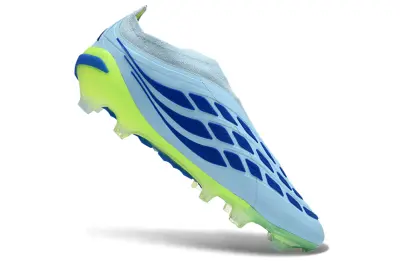 Adidas Predator 26 Elite Laceless FG Firm Ground Soccer Cleats - Sky/Lime Green/Navy Blue