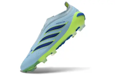 Adidas Predator 26 Elite Laceless FG Firm Ground Soccer Cleats - Sky/Lime Green/Navy Blue