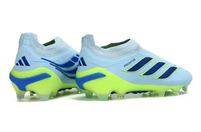 Adidas Predator 26 Elite Laceless FG Firm Ground Soccer Cleats - Sky/Lime Green/Navy Blue