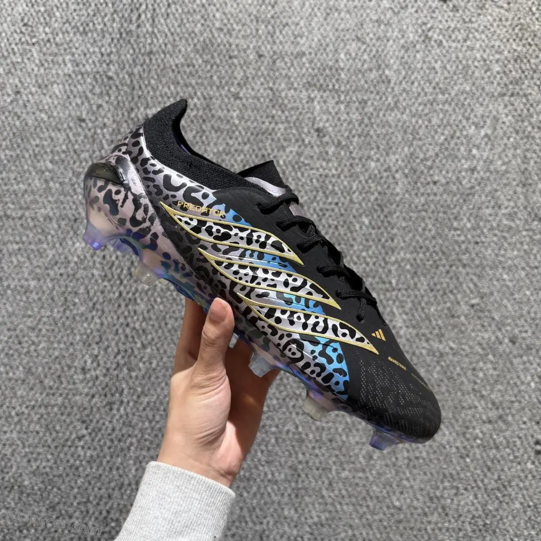Adidas Predator 26 Elite FG Firm Ground Soccer Cleats - Black/Iridescent Multicolor/Gold