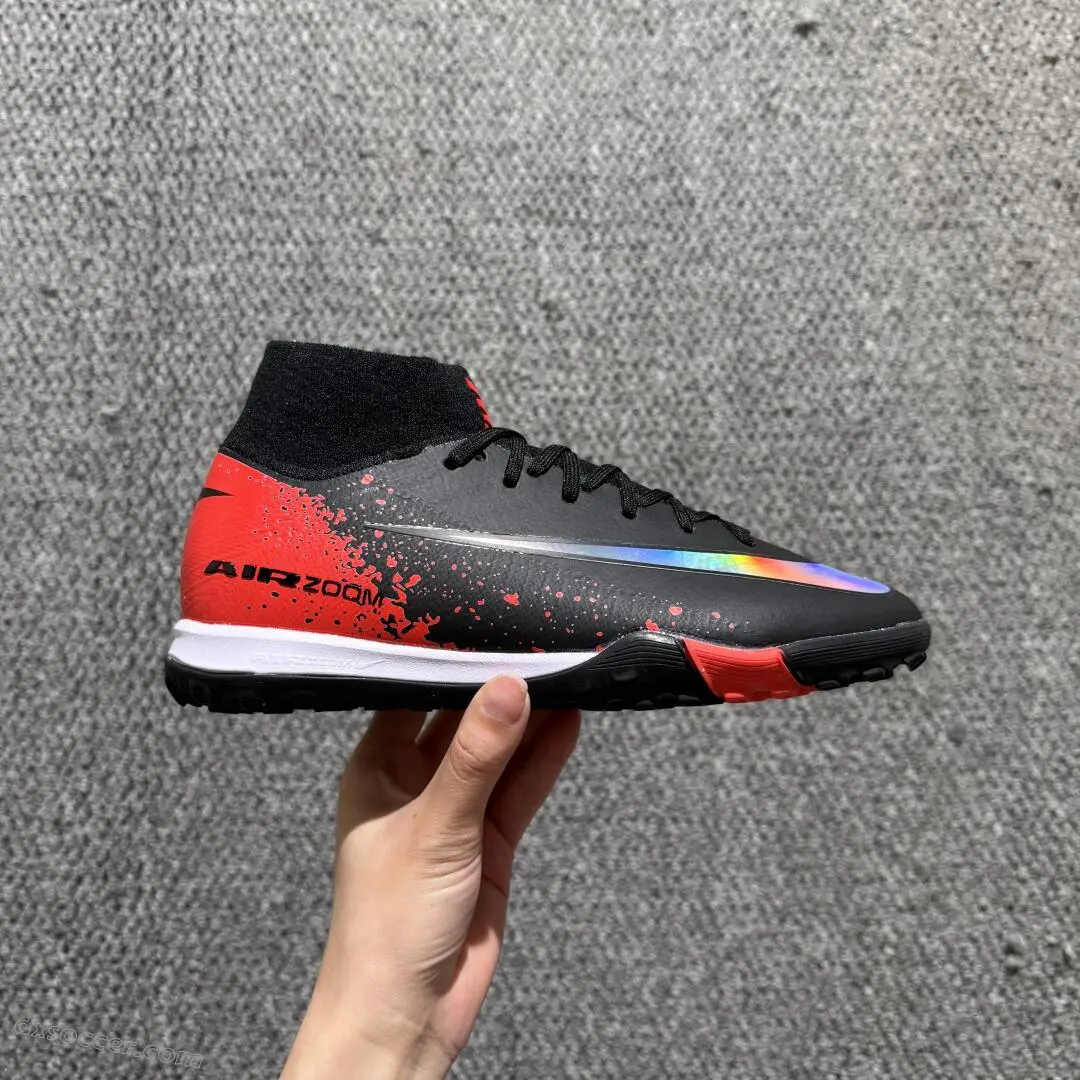 Nike Air Zoom Superfly 10 Elite TF Astro Turf Soccer Shoes - Black/Fiery Red/Electric Orange