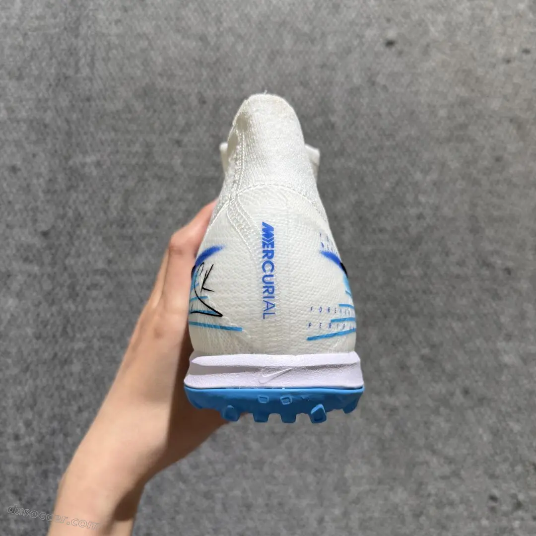 Nike Air Zoom Superfly 10 Elite TF Astro Turf Soccer Shoes - White/Sky Blue/Black