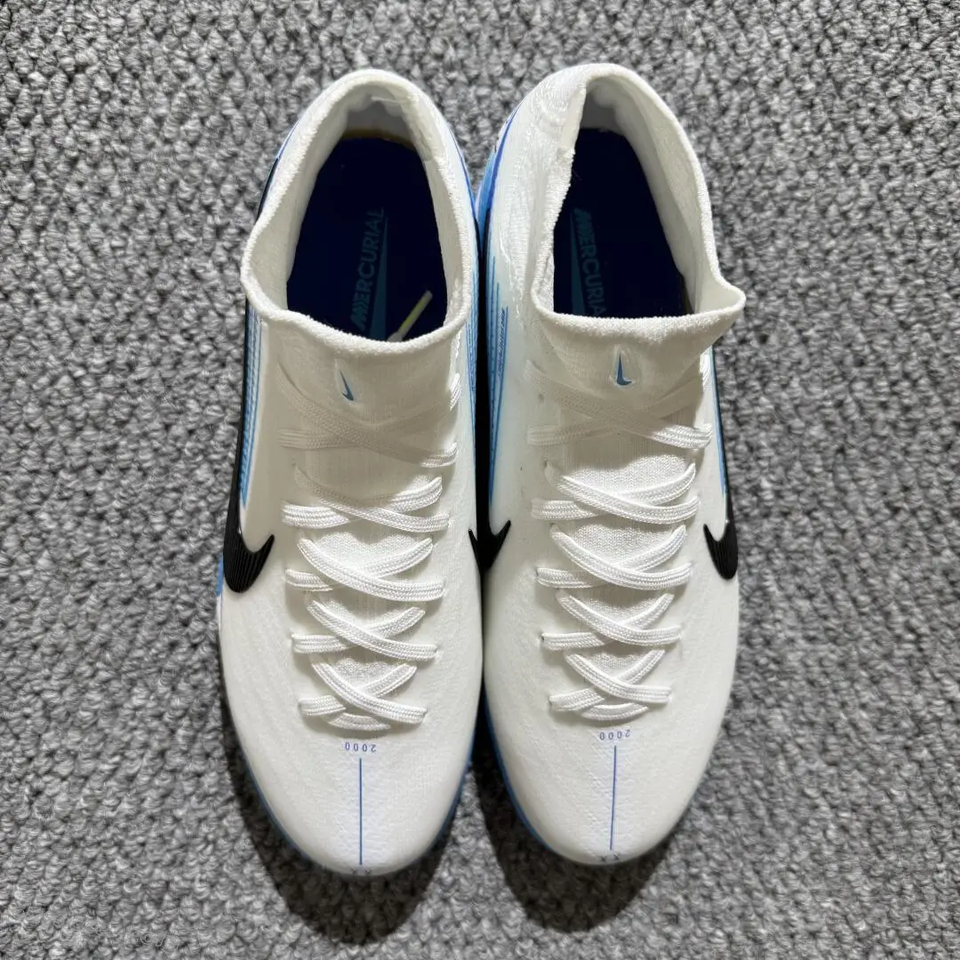 Nike Air Zoom Superfly 10 Elite TF Astro Turf Soccer Shoes - White/Sky Blue/Black
