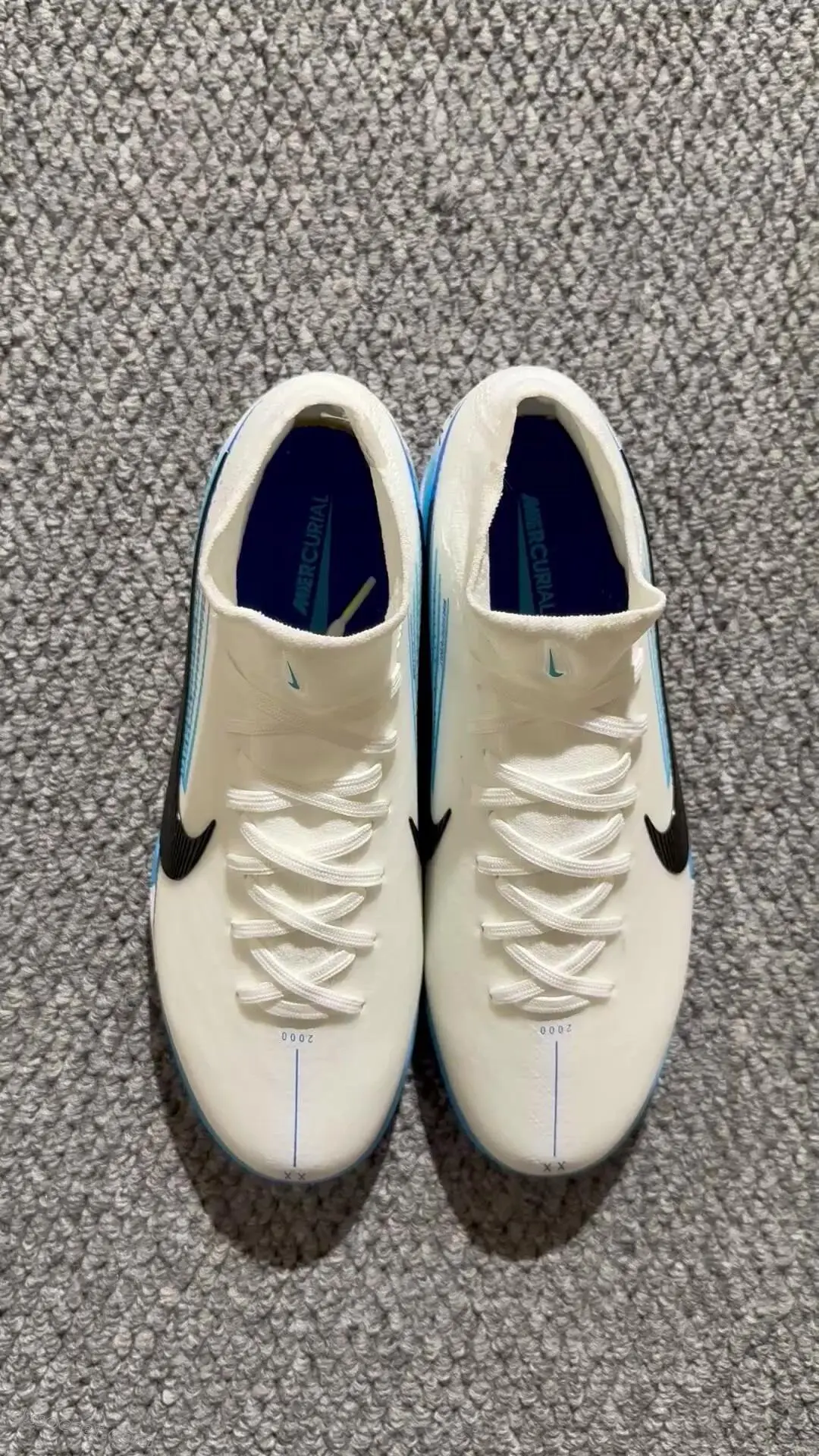 Nike Air Zoom Superfly 10 Elite TF Astro Turf Soccer Shoes - White/Sky Blue/Black