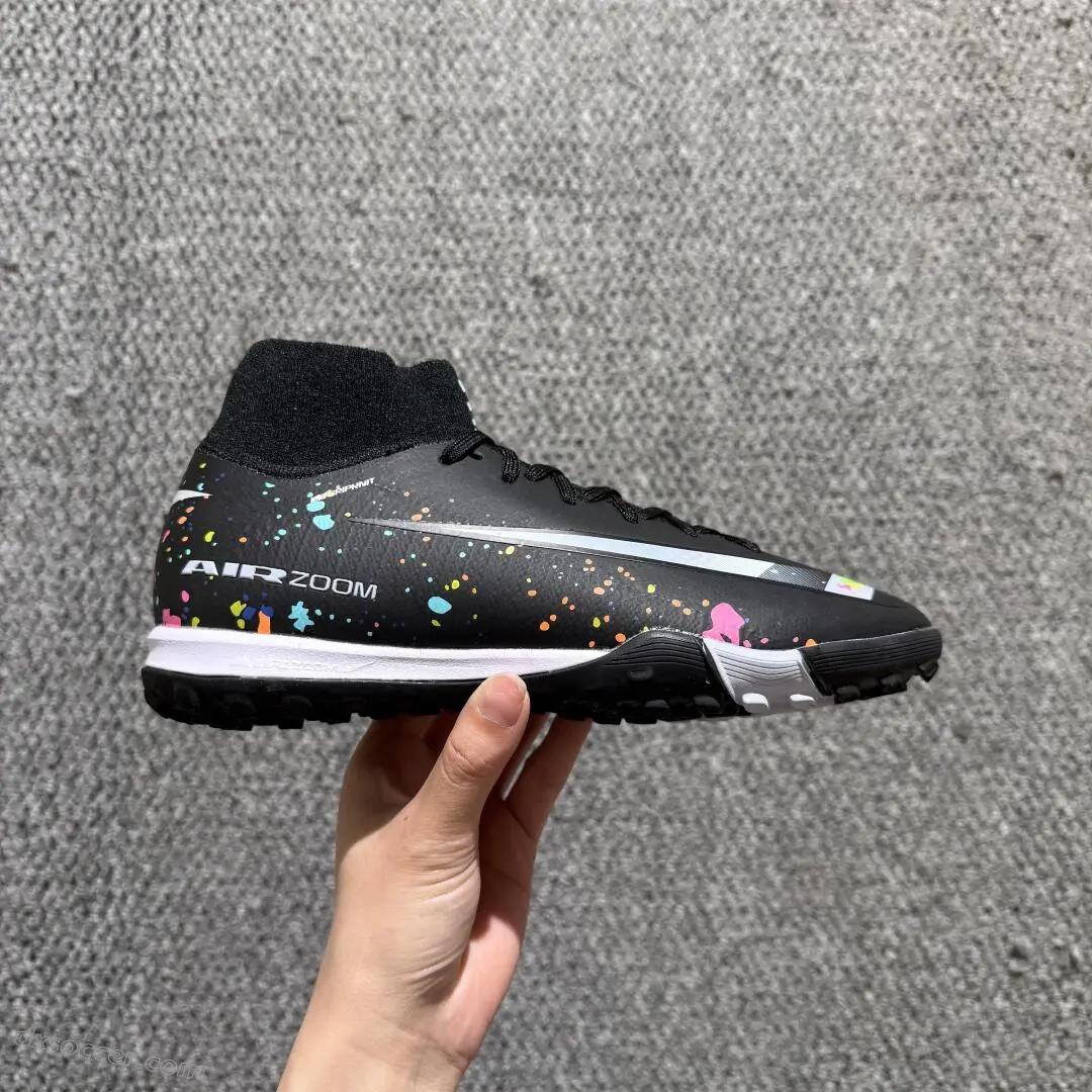 Nike Air Zoom Superfly 10 Elite TF Astro Turf Soccer Shoes - Black/Vibrant Splash/White Accent