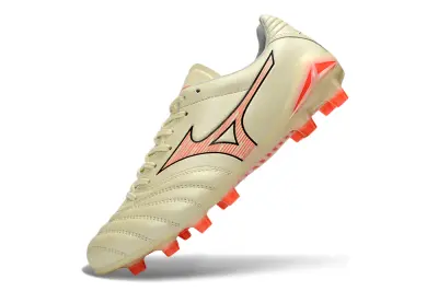 Mizuno Morelia Neo 4 FG Firm Ground Soccer Cleats - Beige/Coral Pink/Neon Orange