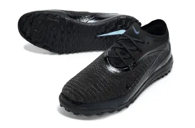 Nike Phantom 6 Low Elite TF Astro Turf Soccer Shoes - Black/Midnight Gray/Steel Blue